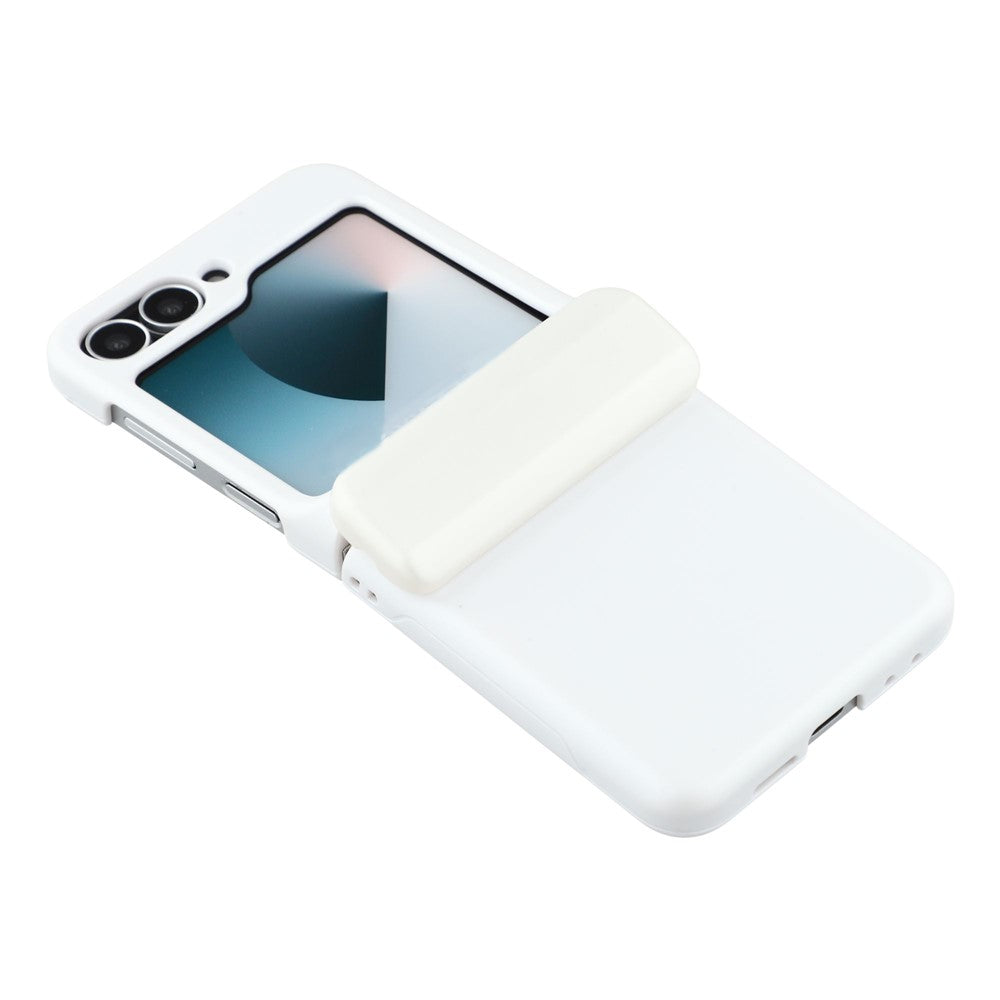For Samsung Galaxy Z Flip7 5G Case Spring Hinge PC Folding Phone Cover with Card Slot - White
