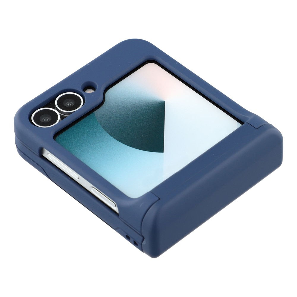 For Samsung Galaxy Z Flip7 5G Case Spring Hinge PC Folding Phone Cover with Card Slot - Dark Blue