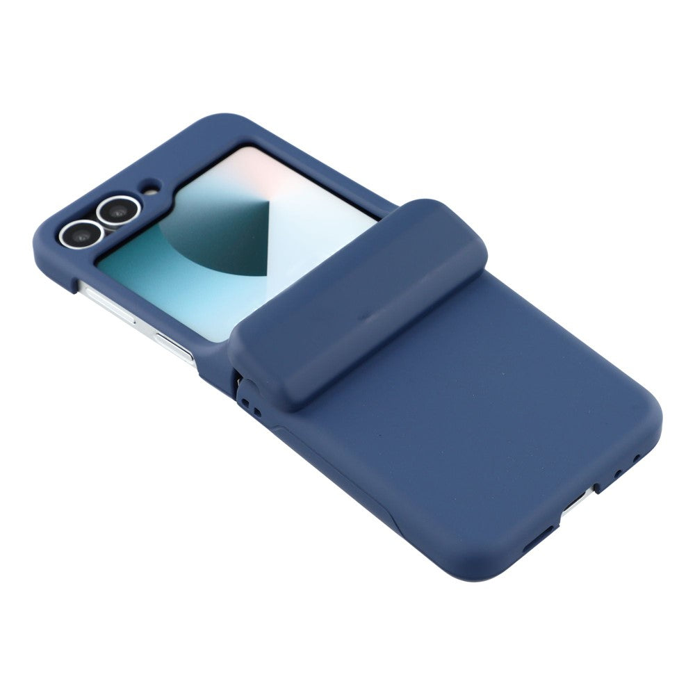 For Samsung Galaxy Z Flip7 5G Case Spring Hinge PC Folding Phone Cover with Card Slot - Dark Blue