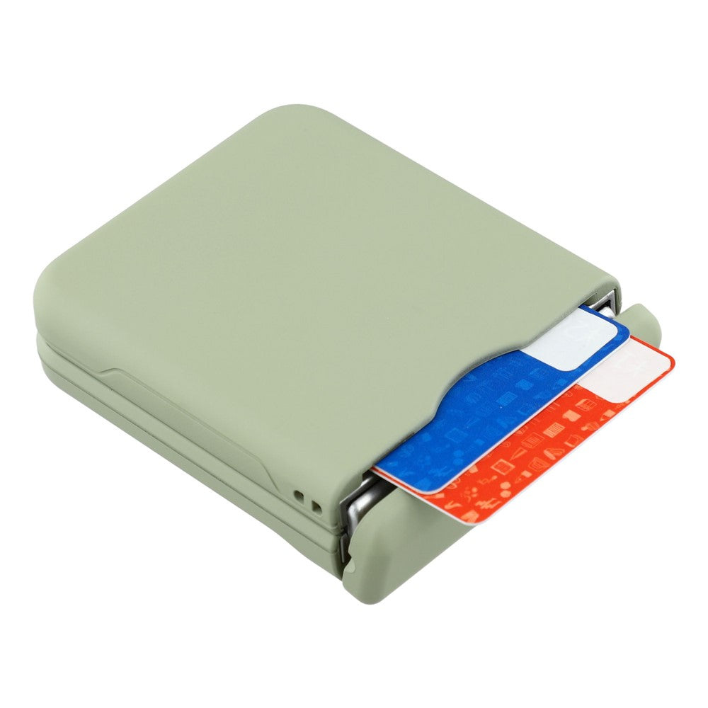 For Samsung Galaxy Z Flip7 5G Case Spring Hinge PC Folding Phone Cover with Card Slot - Light Green