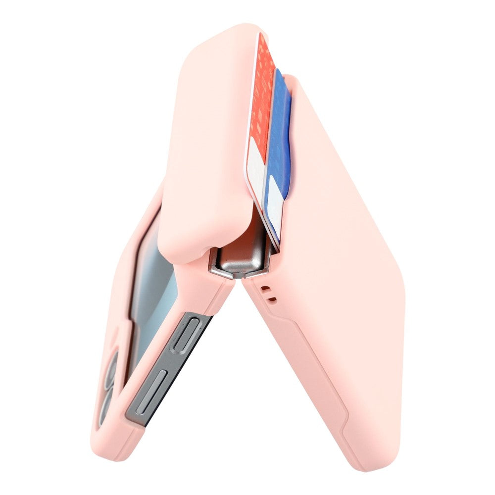 For Samsung Galaxy Z Flip7 5G Case Spring Hinge PC Folding Phone Cover with Card Slot - Pink