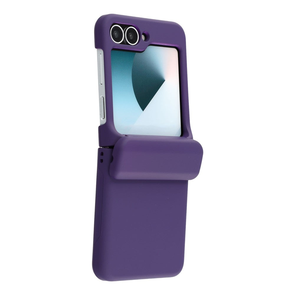For Samsung Galaxy Z Flip7 5G Case Spring Hinge PC Folding Phone Cover with Card Slot - Dark Purple