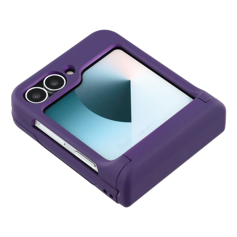 For Samsung Galaxy Z Flip7 5G Case Spring Hinge PC Folding Phone Cover with Card Slot - Dark Purple