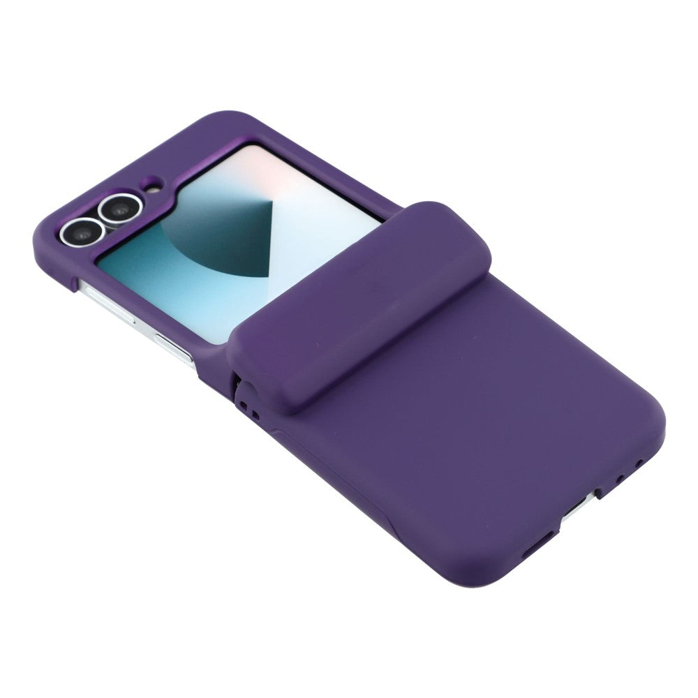 For Samsung Galaxy Z Flip7 5G Case Spring Hinge PC Folding Phone Cover with Card Slot - Dark Purple