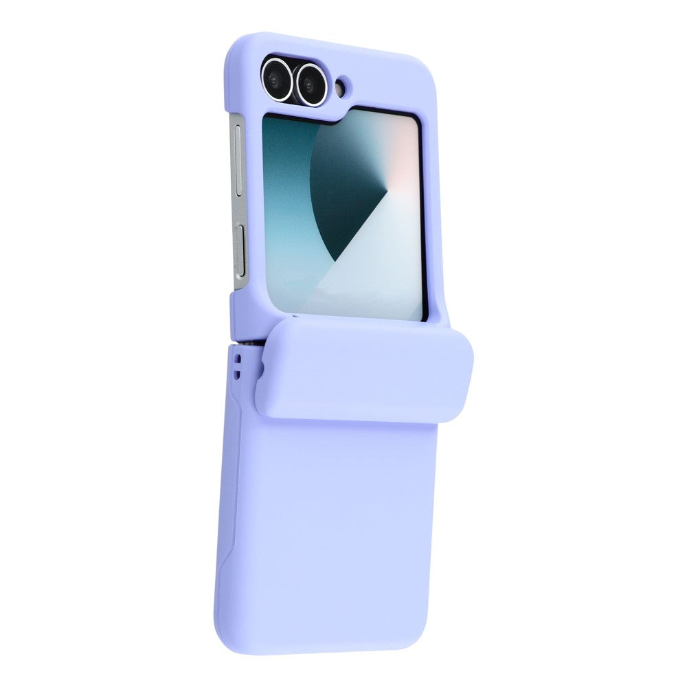 For Samsung Galaxy Z Flip7 5G Case Spring Hinge PC Folding Phone Cover with Card Slot - Purple