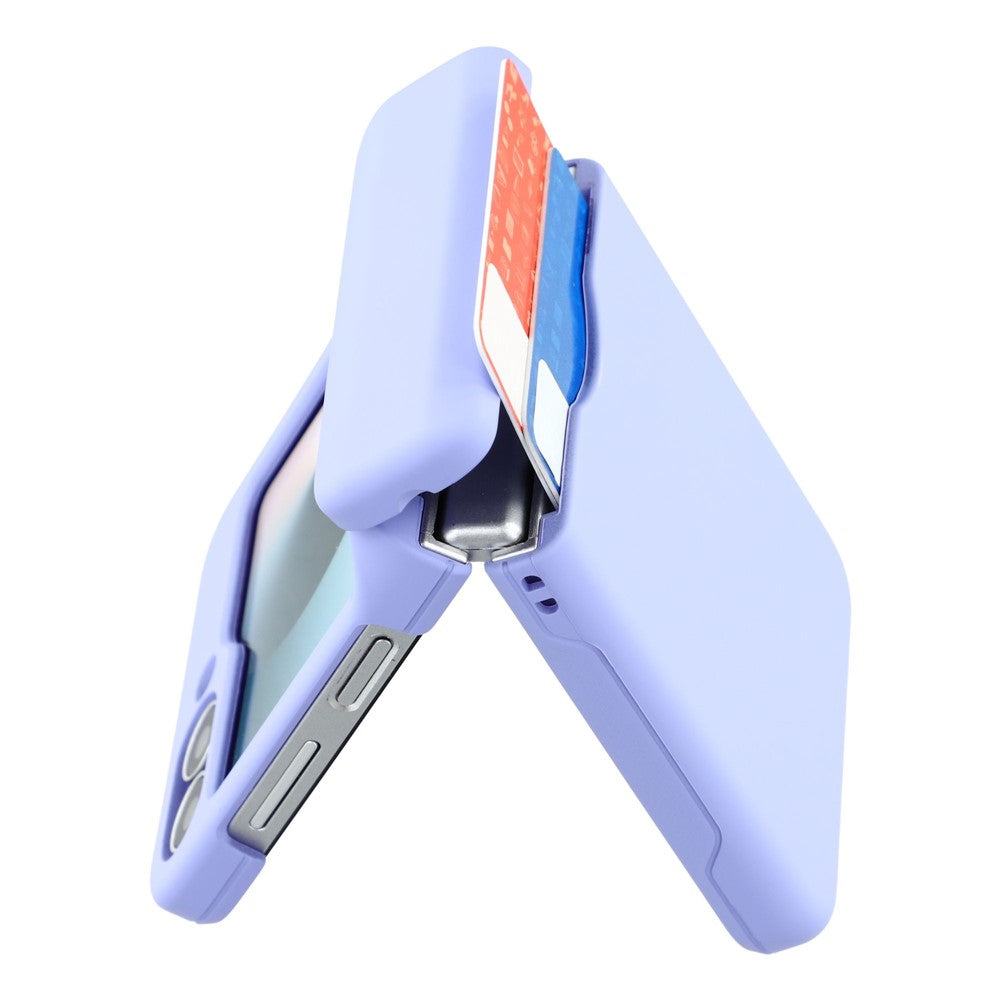 For Samsung Galaxy Z Flip7 5G Case Spring Hinge PC Folding Phone Cover with Card Slot - Purple