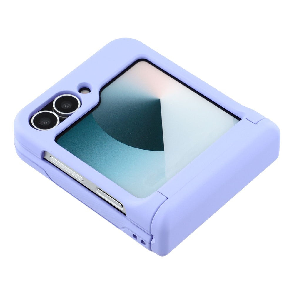 For Samsung Galaxy Z Flip7 5G Case Spring Hinge PC Folding Phone Cover with Card Slot - Purple