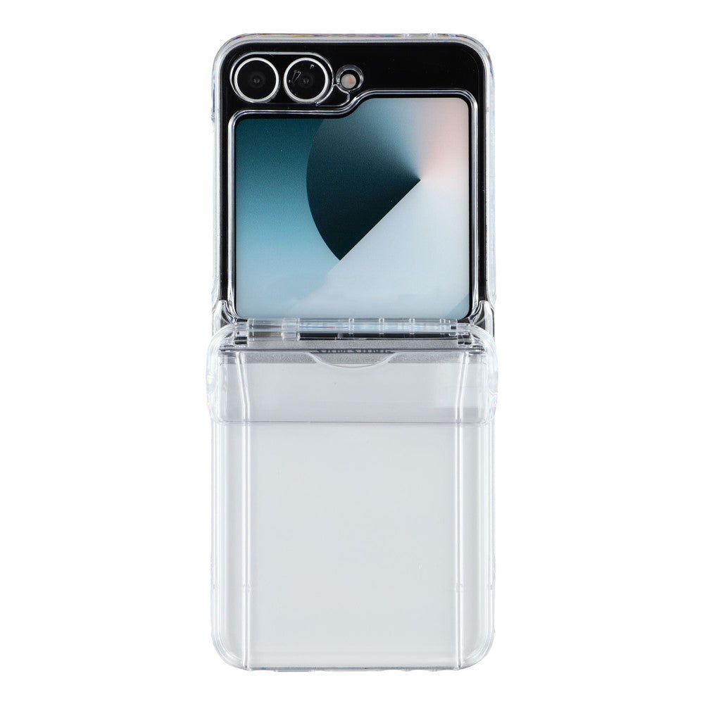 For Samsung Galaxy Z Flip7 5G Case Spring Hinge PC Folding Phone Cover with Card Slot - Transparent