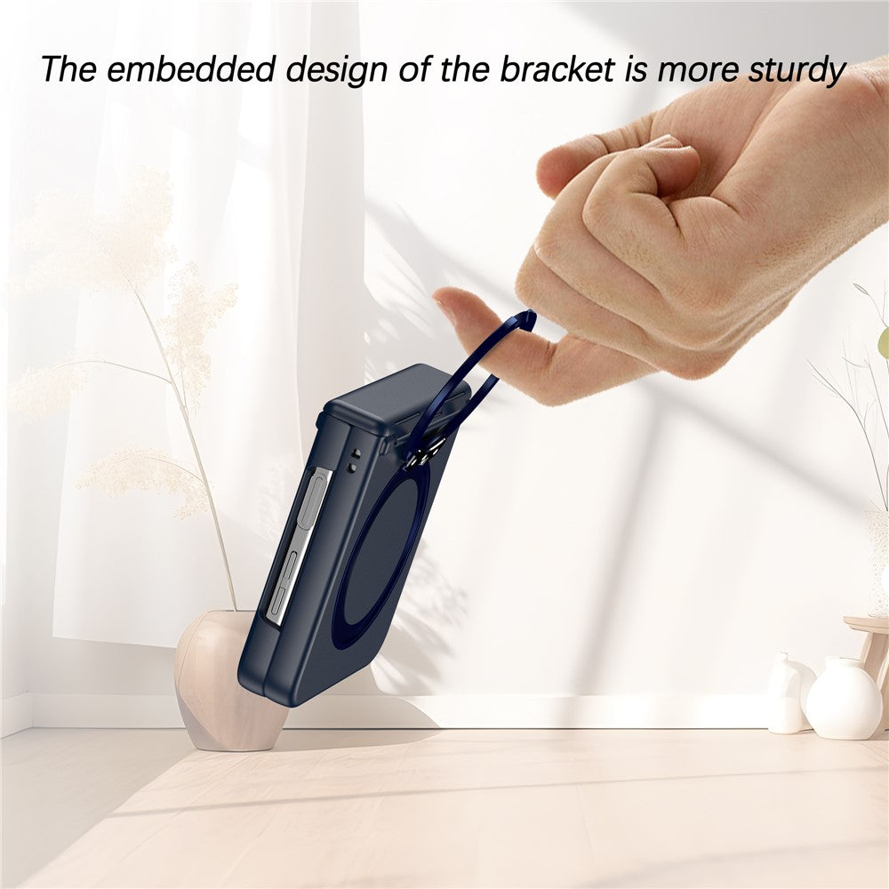For Samsung Galaxy Z Flip7 5G Case with Magnetic Kickstand Spring Hinge PC Folding Phone Cover - Navy Blue