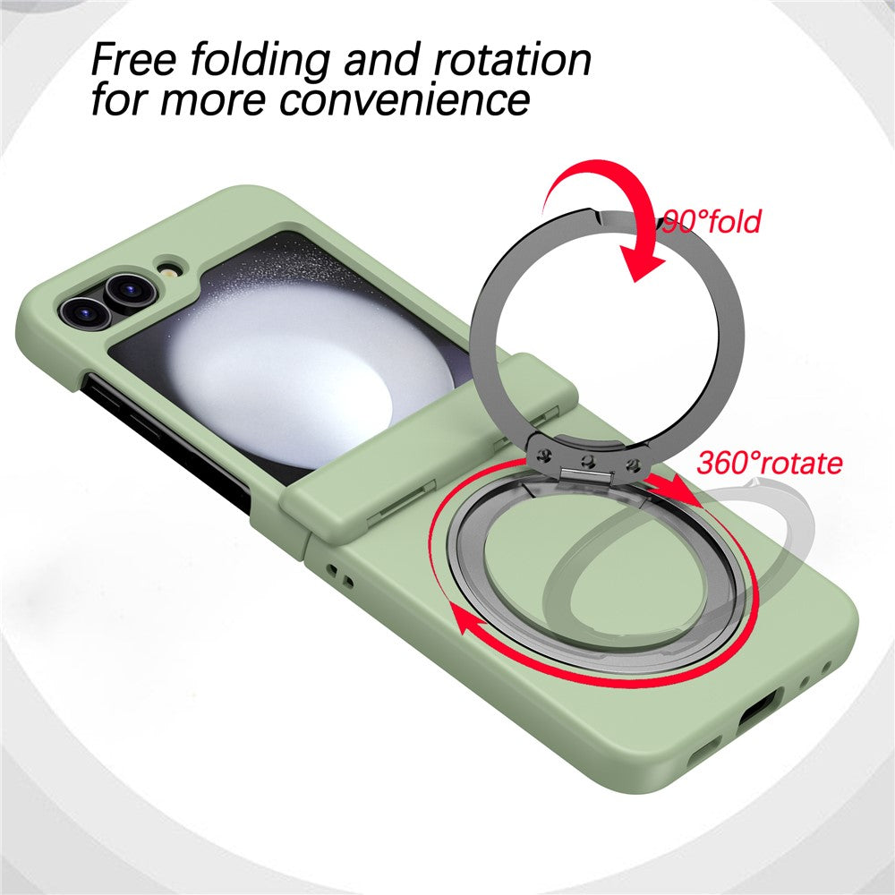 For Samsung Galaxy Z Flip7 5G Case with Magnetic Kickstand Spring Hinge PC Folding Phone Cover - Light Green