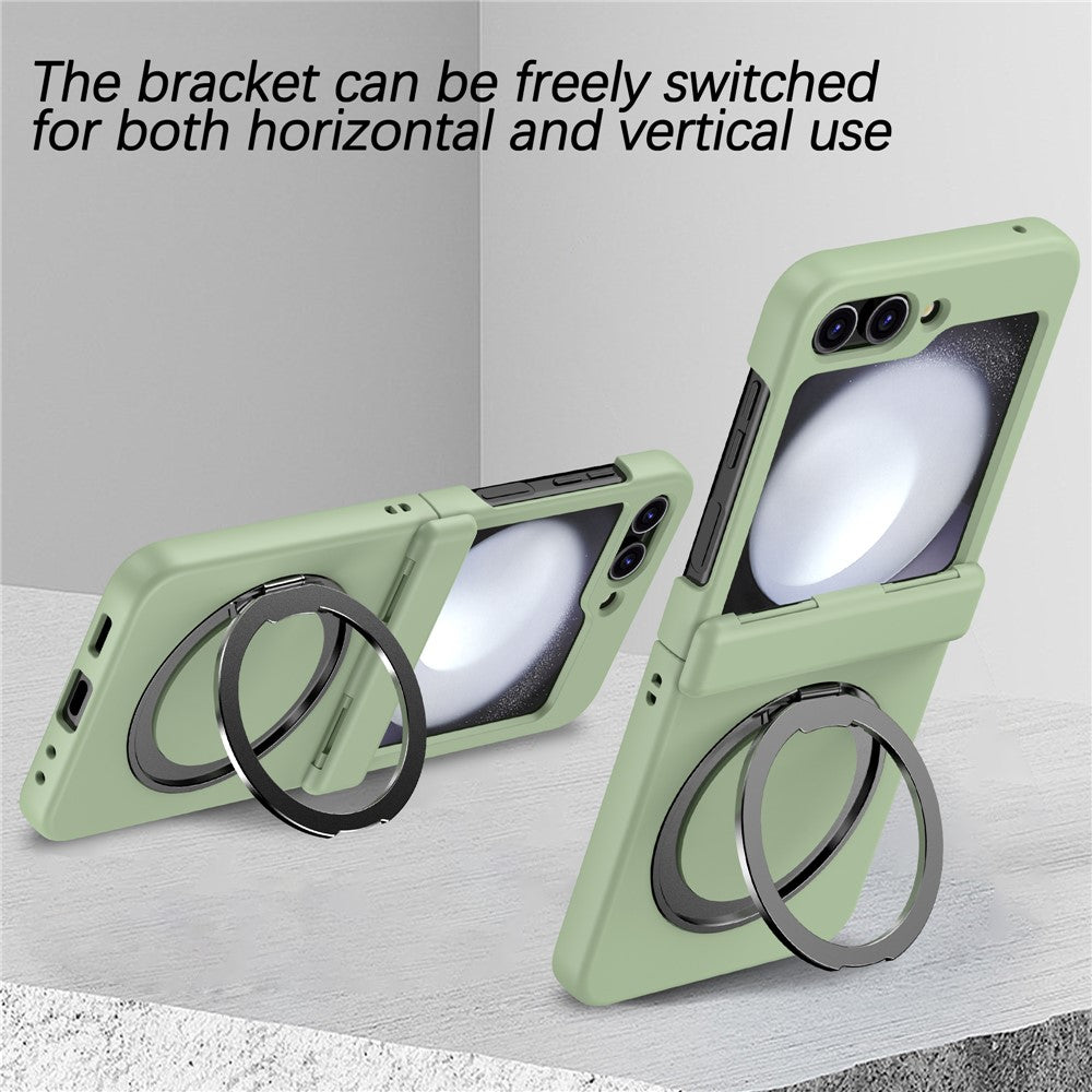 For Samsung Galaxy Z Flip7 5G Case with Magnetic Kickstand Spring Hinge PC Folding Phone Cover - Light Green