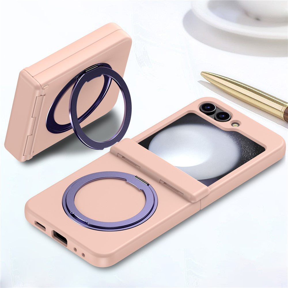 For Samsung Galaxy Z Flip7 5G Case with Magnetic Kickstand Spring Hinge PC Folding Phone Cover - Pink