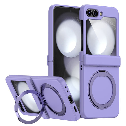 For Samsung Galaxy Z Flip7 5G Case with Magnetic Kickstand Spring Hinge PC Folding Phone Cover - Purple