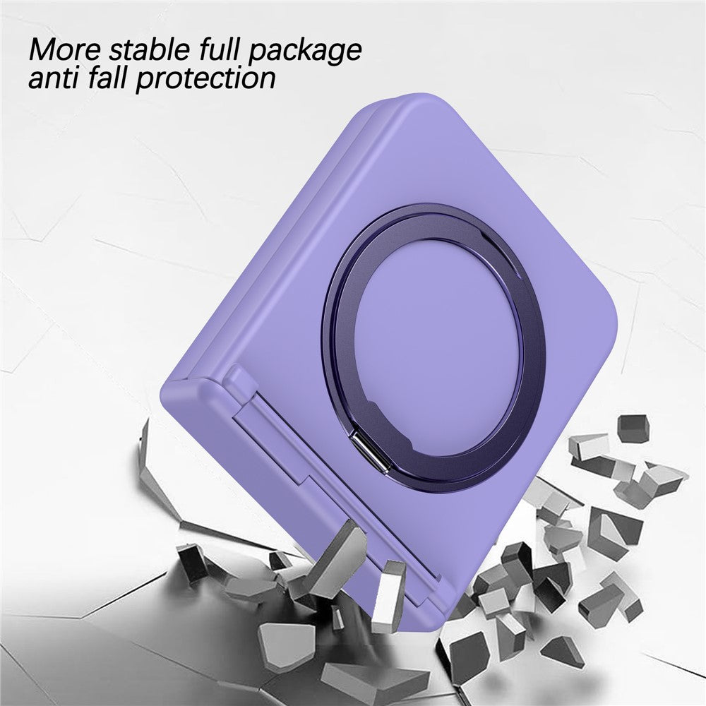 For Samsung Galaxy Z Flip7 5G Case with Magnetic Kickstand Spring Hinge PC Folding Phone Cover - Purple