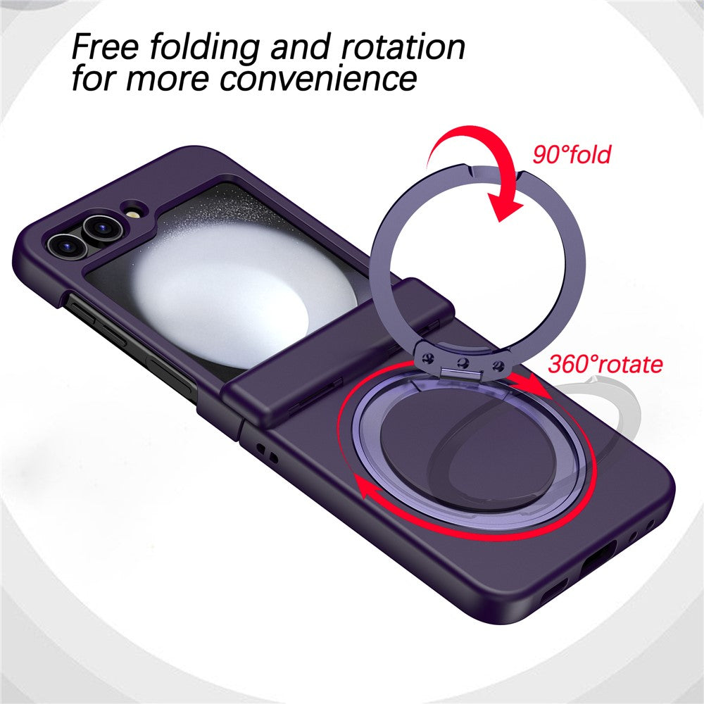 For Samsung Galaxy Z Flip7 5G Case with Magnetic Kickstand Spring Hinge PC Folding Phone Cover - Dark Purple