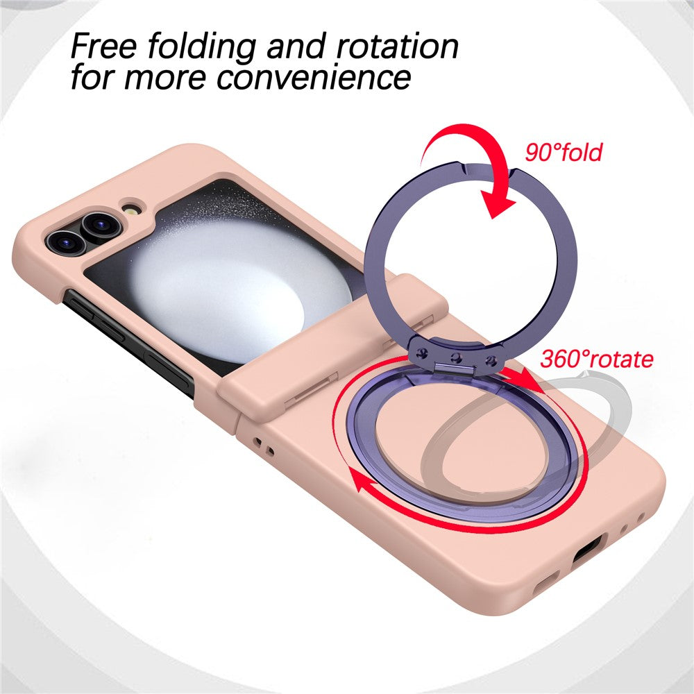 For Samsung Galaxy Z Flip7 FE 5G / Z Flip6 5G Case with Magnetic Kickstand Spring Hinge PC Folding Phone Cover - Pink