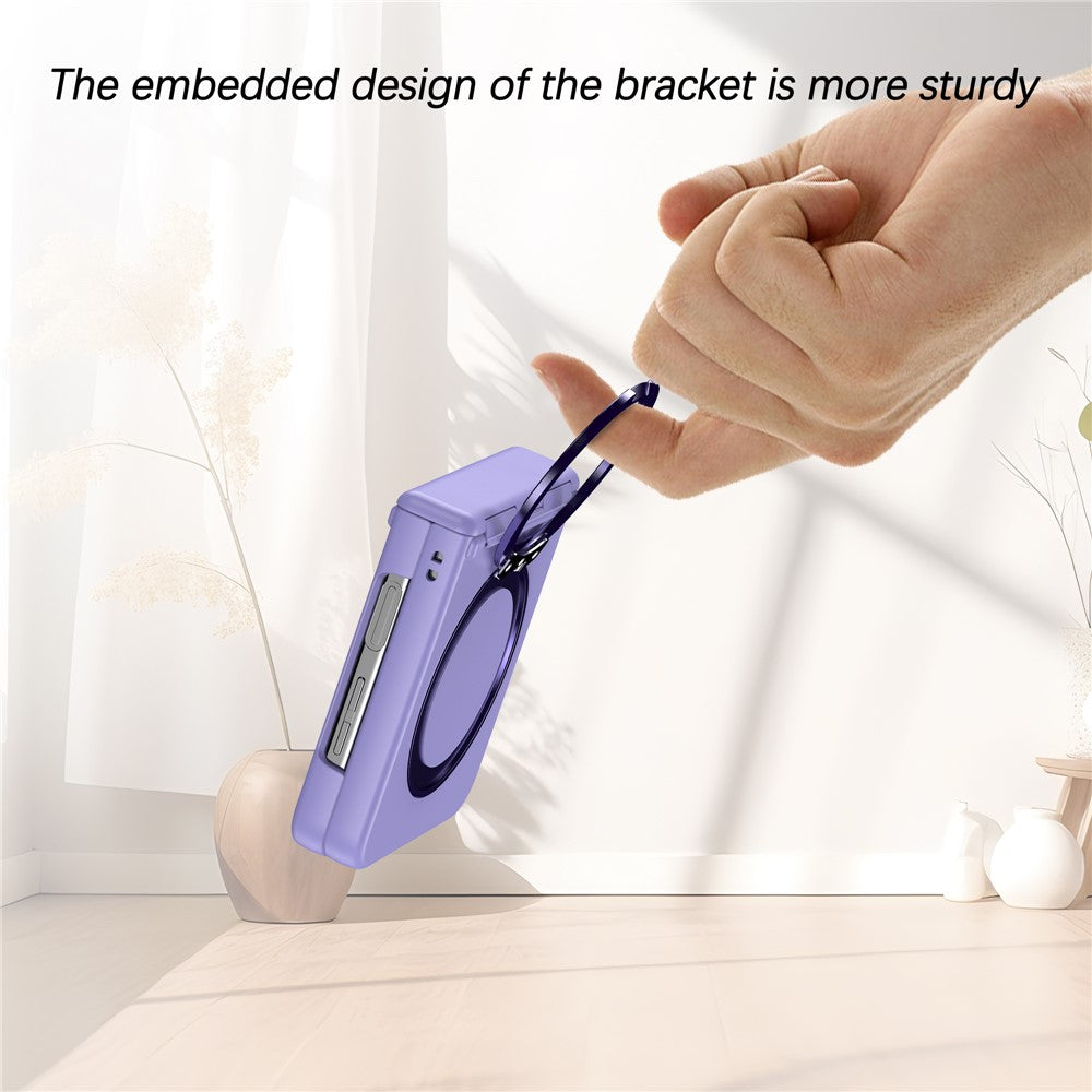 For Samsung Galaxy Z Flip7 FE 5G / Z Flip6 5G Case with Magnetic Kickstand Spring Hinge PC Folding Phone Cover - Purple