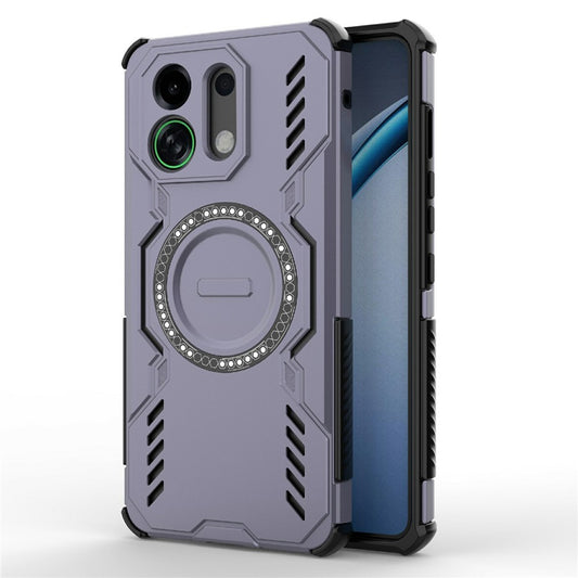 For Oppo K13 Turbo 5G Magnetic Case Butterfly Armor Hollow Heat Dissipation PC + TPU Phone Cover - Purple