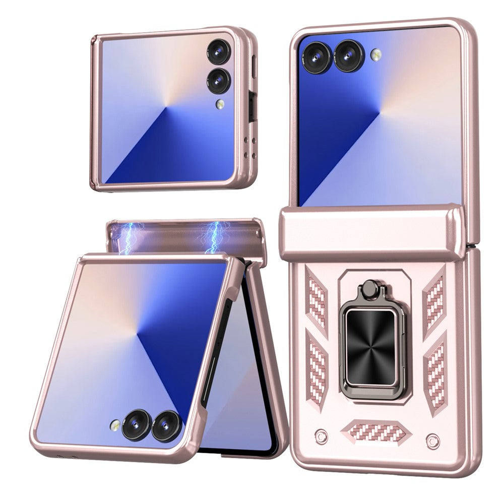 For Samsung Galaxy Z Flip7 5G Case PC + TPU Shockproof Phone Back Cover with Kickstand - Rose Gold