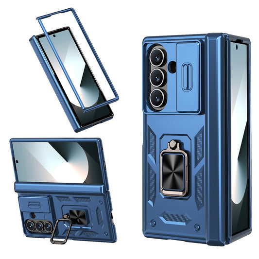 For Samsung Galaxy Z Fold7 5G Case PC + TPU Shockproof Phone Back Cover with Kickstand - Navy Blue