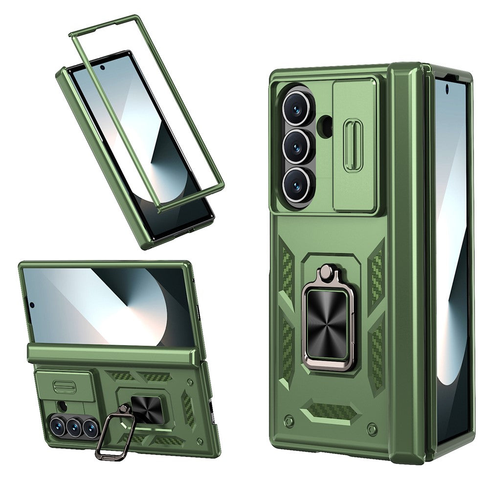 For Samsung Galaxy Z Fold7 5G Case PC + TPU Shockproof Phone Back Cover with Kickstand - Olive Green