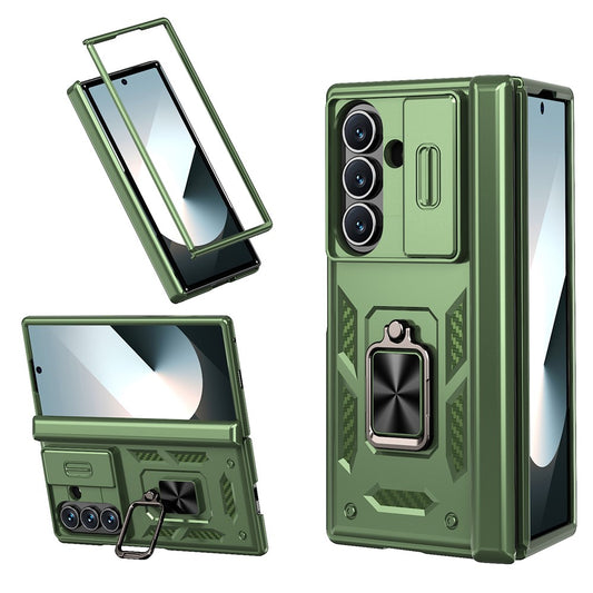 For Samsung Galaxy Z Fold7 5G Case PC + TPU Shockproof Phone Back Cover with Kickstand - Olive Green