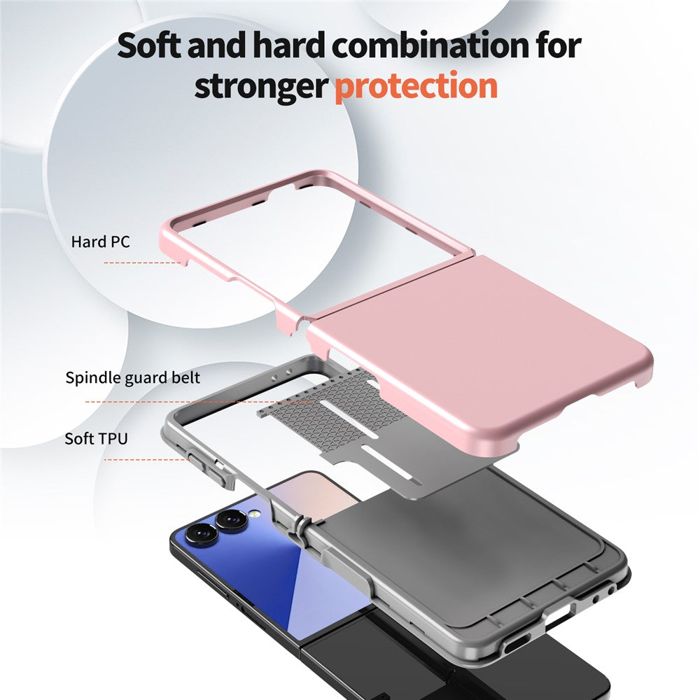 For Samsung Galaxy Z Flip7 5G Case Shockproof TPU PC Slim Phone Cover Skin-Touch - Light Pink