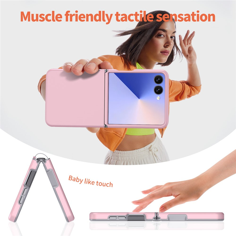 For Samsung Galaxy Z Flip7 5G Case Shockproof TPU PC Slim Phone Cover Skin-Touch - Light Pink
