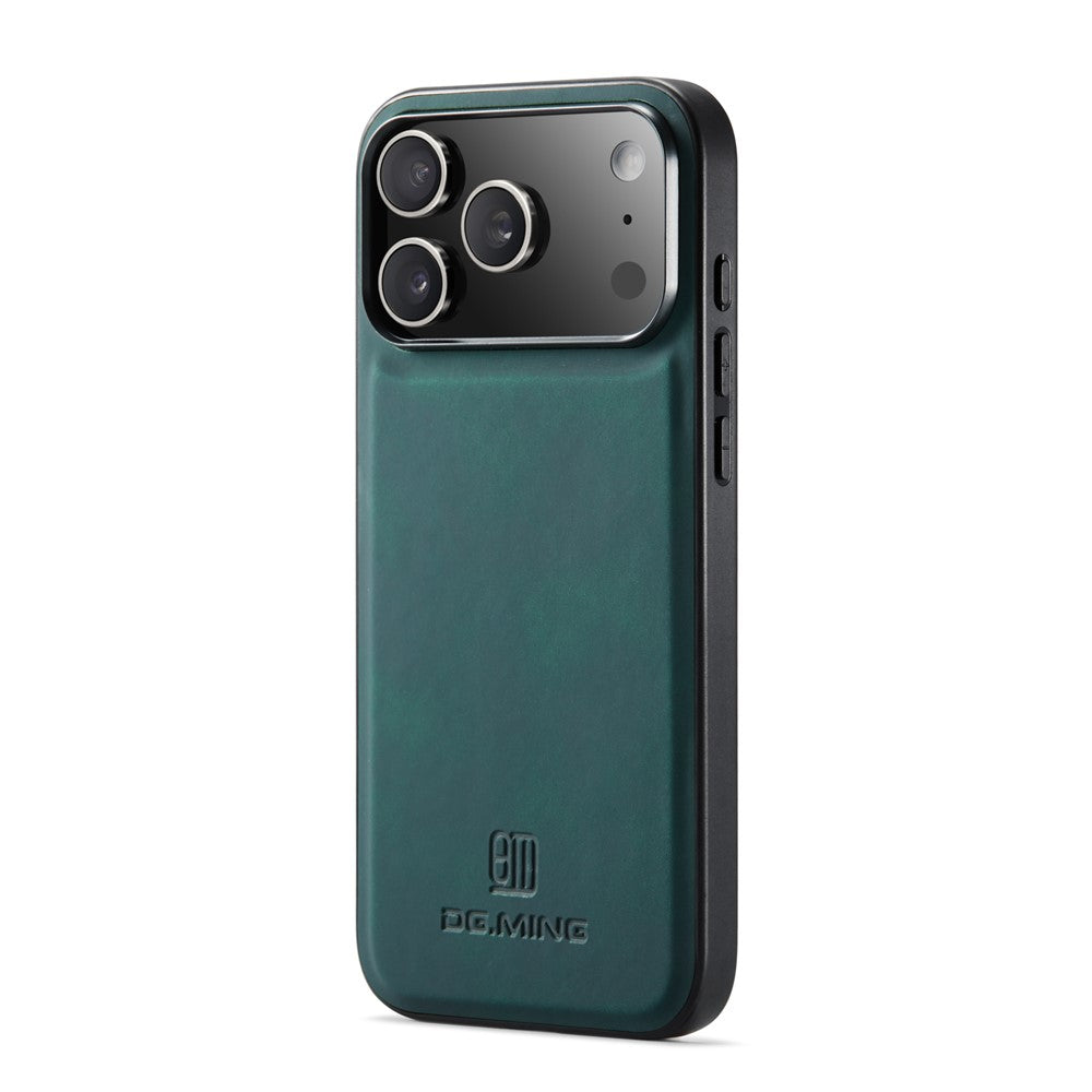 DG.MING For iPhone 17 Pro Max Case PU Leather Covered PC + TPU Hybrid Phone Shell - Green