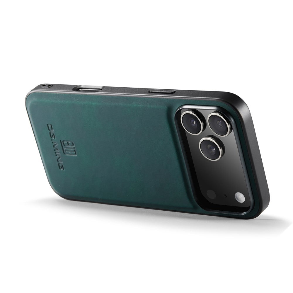 DG.MING For iPhone 17 Pro Max Case PU Leather Covered PC + TPU Hybrid Phone Shell - Green