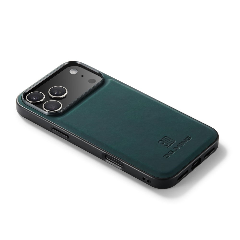 DG.MING For iPhone 17 Pro Max Case PU Leather Covered PC + TPU Hybrid Phone Shell - Green