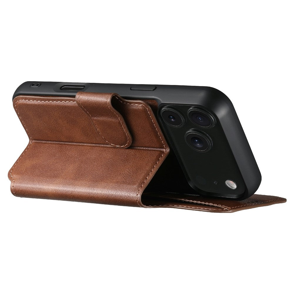 SUTENI Q-05 For iPhone 17 Pro Max Wallet Case 2 in 1 Detachable Leather Flip Phone Cover with Stand - Brown