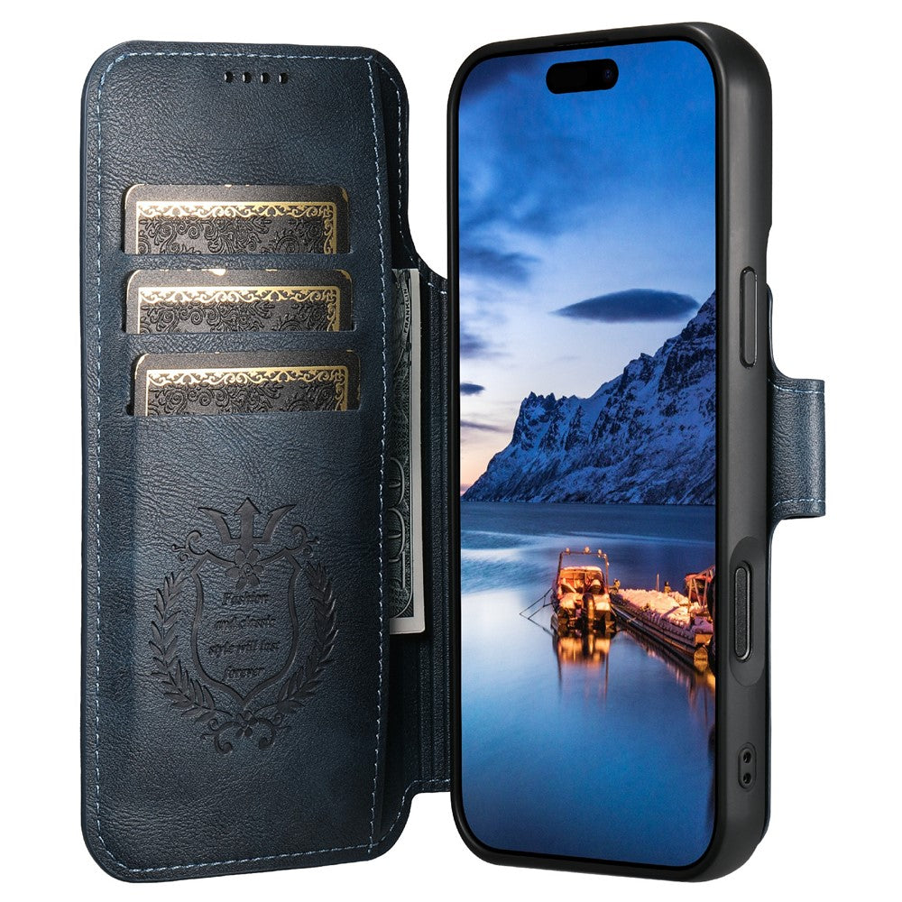 SUTENI Q-05 For iPhone 17 Pro Max Wallet Case 2 in 1 Detachable Leather Flip Phone Cover with Stand - Blue