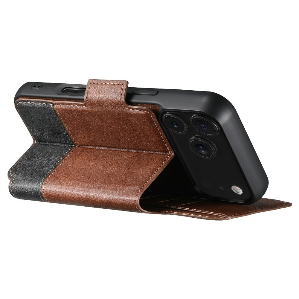 SUTENI Q-06 For iPhone 17 Pro Max Case Color Splicing Magnetic Detachable Leather Phone Cover - Brown