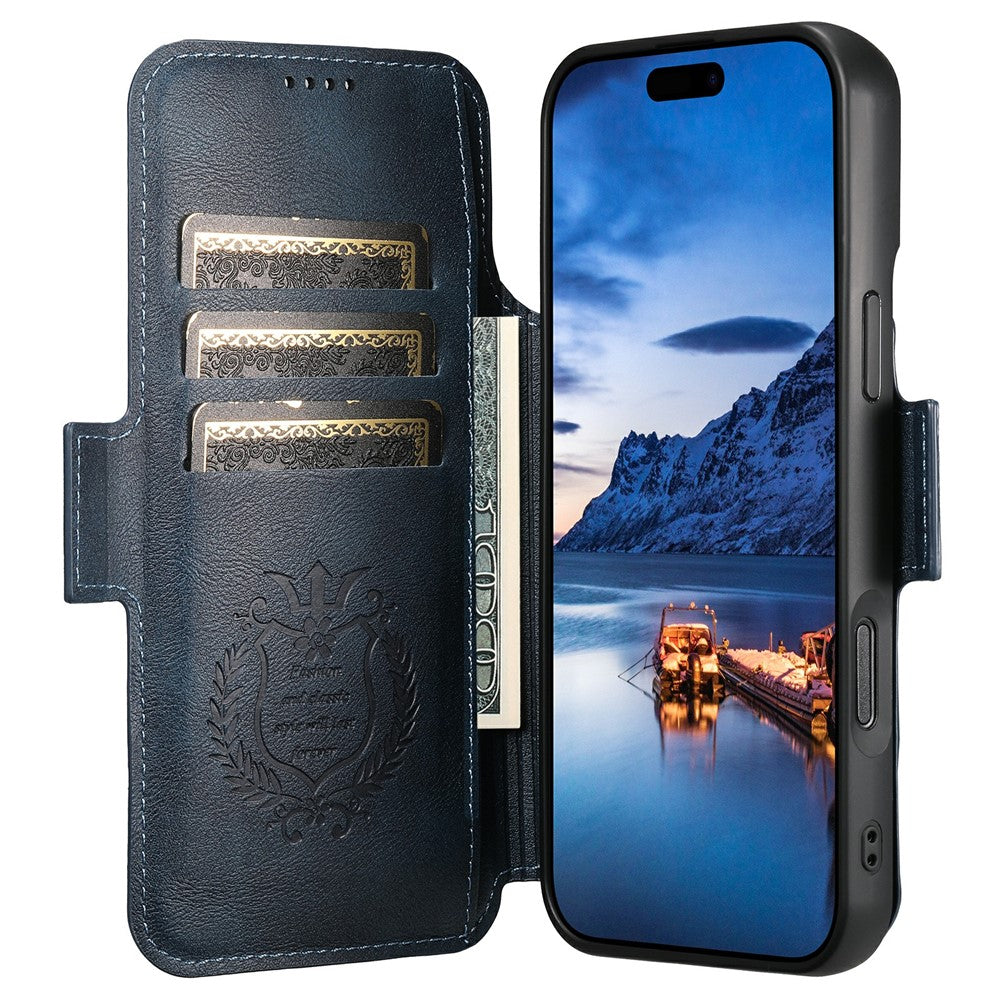 SUTENI Q-06 For iPhone 17 Pro Max Case Color Splicing Magnetic Detachable Leather Phone Cover - Blue