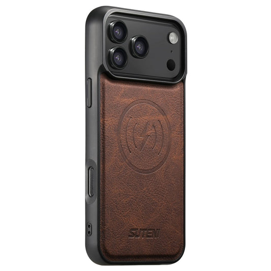 SUTENI G5 For iPhone 17 Pro Max Case Compatible with MagSafe Litchi Texture Leather Back Cover - Brown
