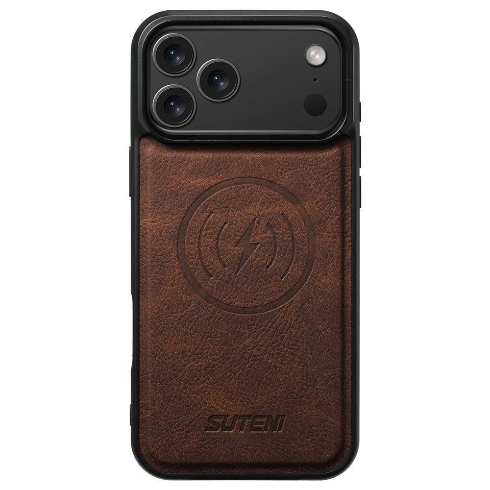 SUTENI G5 For iPhone 17 Pro Max Case Compatible with MagSafe Litchi Texture Leather Back Cover - Brown