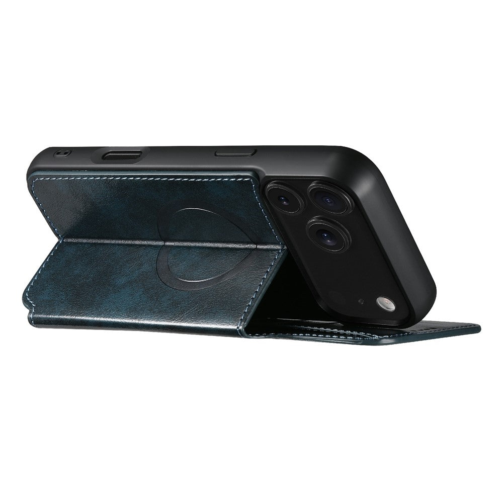 SUTENI J05 For iPhone 17 Pro Max Case Compatible with MagSafe Textured PU Leather Flip Phone Cover - Blue