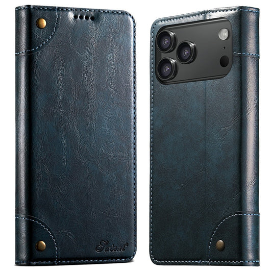SUTENI For iPhone 17 Pro Max Case PU Leather Stand Wallet Phone Cover - Blue