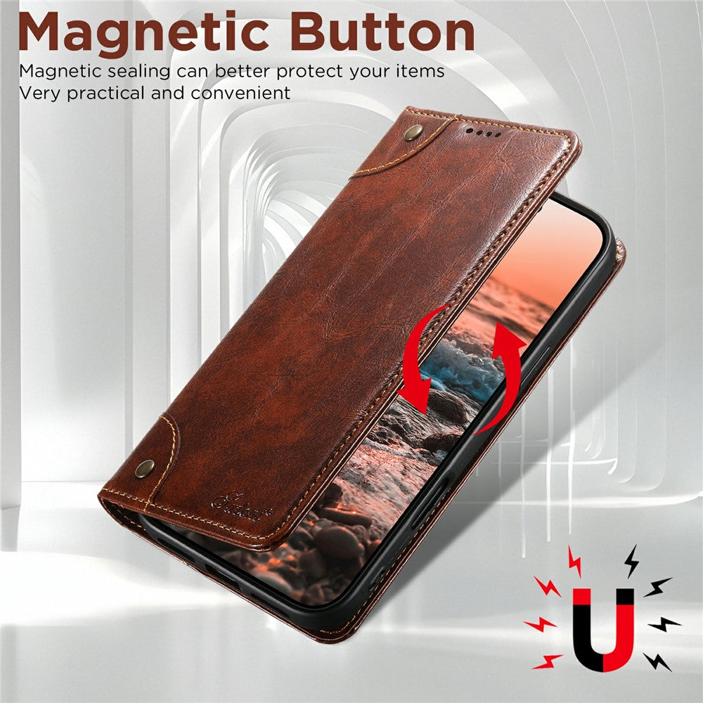 SUTENI For iPhone 17 Pro Max Case PU Leather Stand Wallet Phone Cover - Khaki