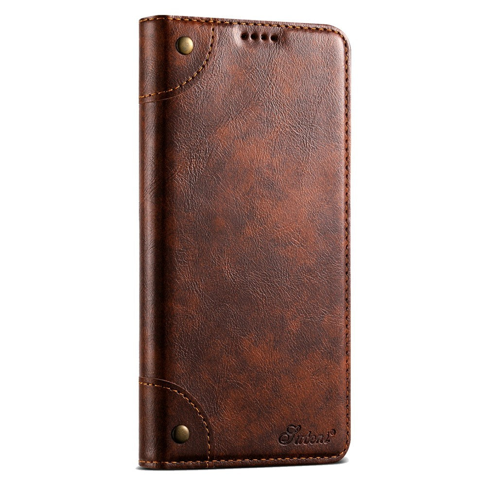 SUTENI For iPhone 17 Pro Max Case PU Leather Stand Wallet Phone Cover - Khaki