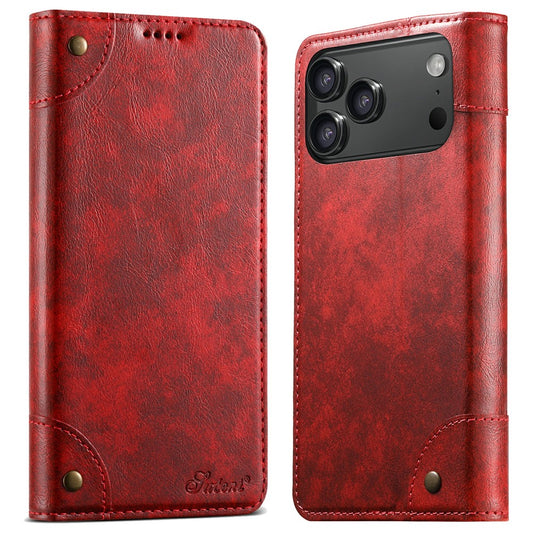 SUTENI For iPhone 17 Pro Max Case PU Leather Stand Wallet Phone Cover - Red