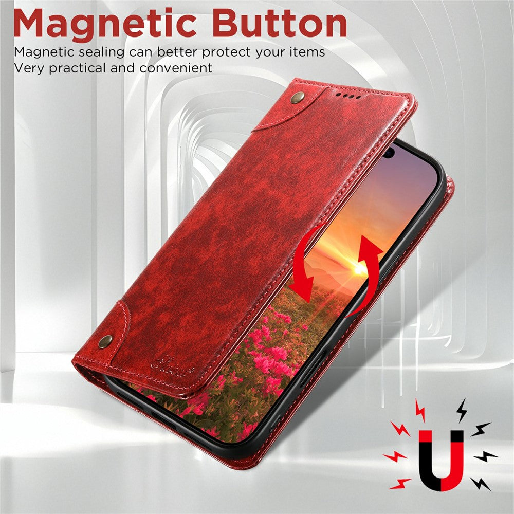 SUTENI For iPhone 17 Pro Max Case PU Leather Stand Wallet Phone Cover - Red