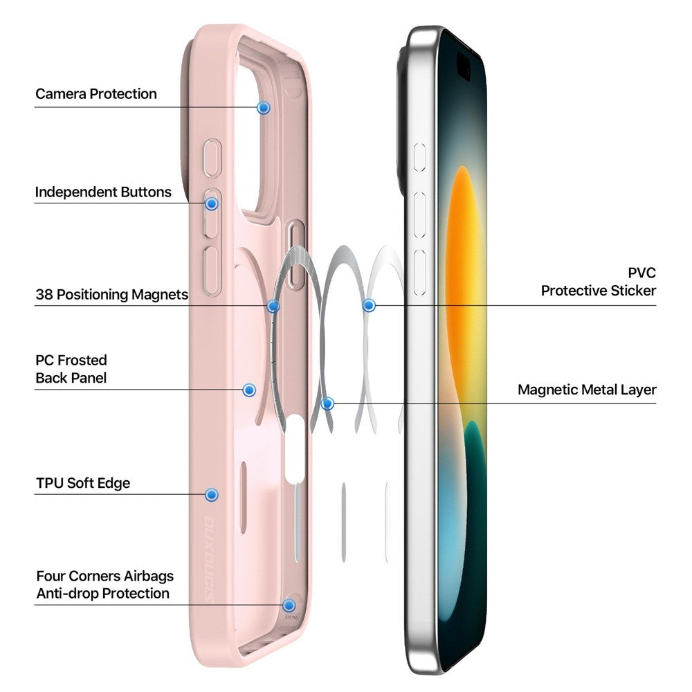 DUX DUCIS Yind Series For iPhone 17 Pro Max Case TPU + PC Matte Phone Cover Compatible with MagSafe - Light Pink