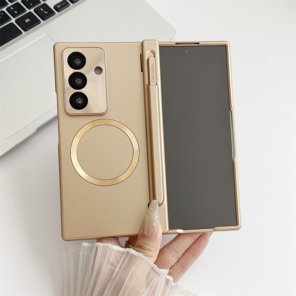 For Samsung Galaxy Z Fold7 5G Case Hard PC Phone Cover Compatible with MagSafe - Champagne Gold