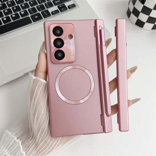 For Samsung Galaxy Z Fold7 5G Case Hard PC Phone Cover Compatible with MagSafe - Rose Gold