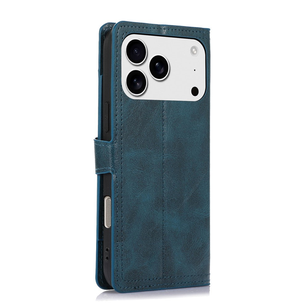 For iPhone 17 Pro Max Case Zipper Flip Leather Phone Cover with Card Holder - Blue