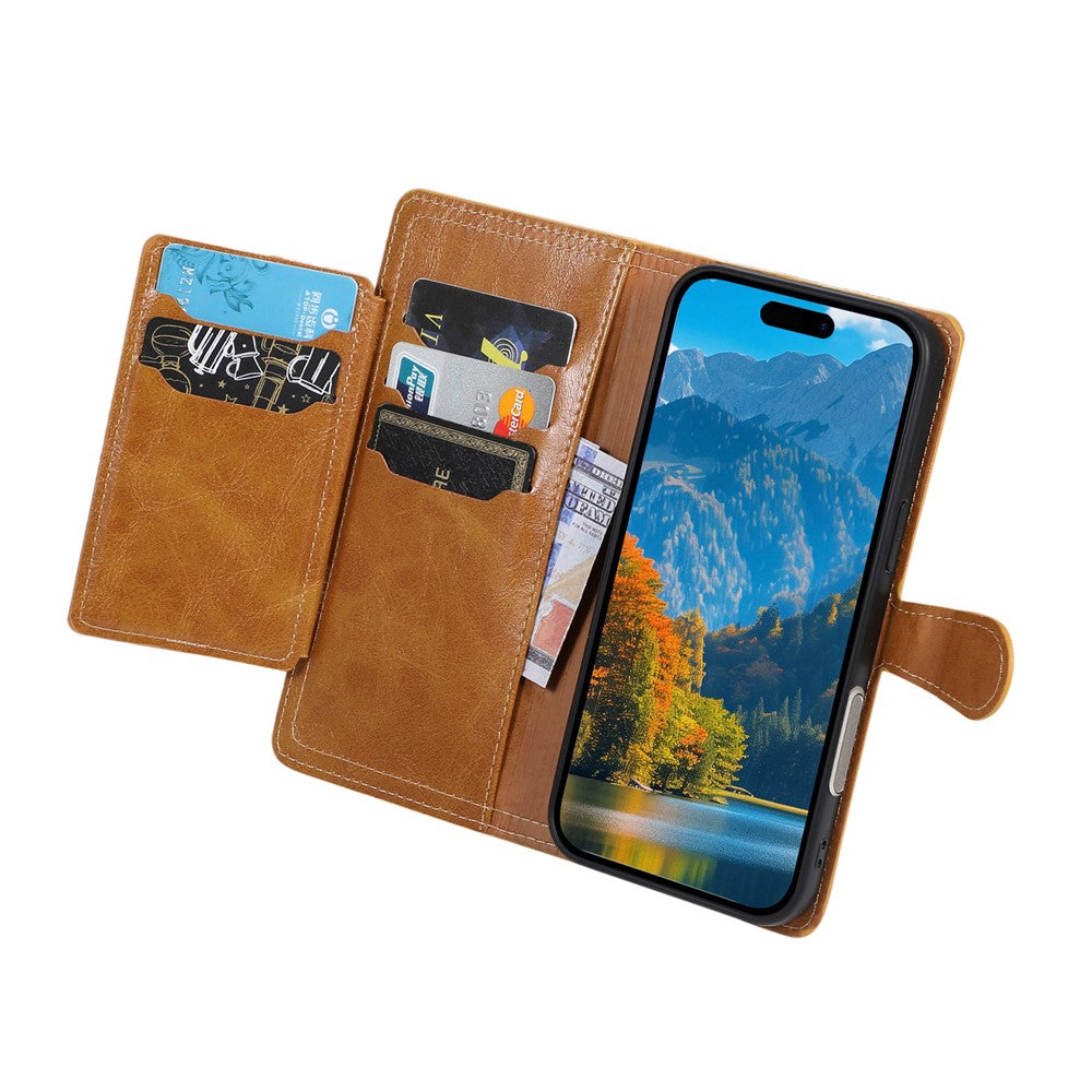 For iPhone 17 Pro Max Case Zipper Flip Leather Phone Cover with Card Holder - Orange