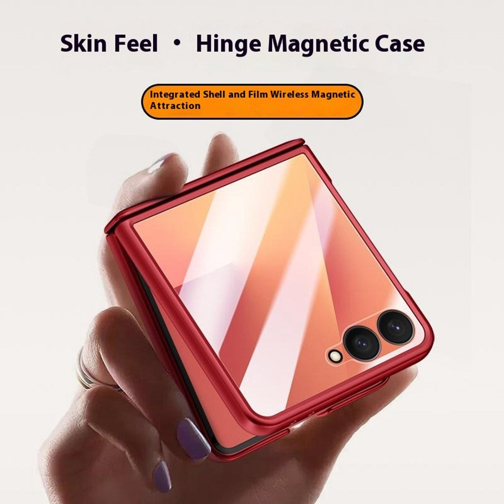 For Samsung Galaxy Z Flip7 5G Magnetic Case Hard PC Phone Cover with Rear Small Screen Protector - Green