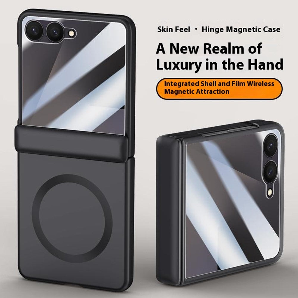 For Samsung Galaxy Z Flip7 5G Magnetic Case Hard PC Phone Cover with Rear Small Screen Protector - Blue